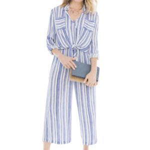 Blue and White Jumpsuit Set